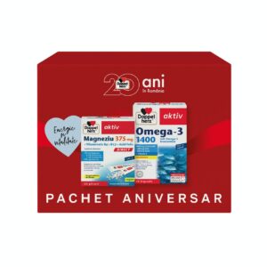 Pachet Aniversar: Omega 3 1400 MG & Magneziu 375 + B6 + B12 + Acid Folic
