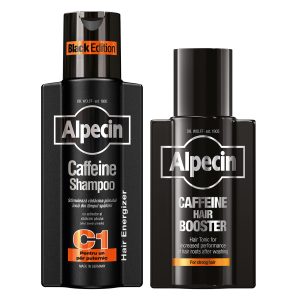 Pachet Promo: Șampon Black Edition C1 cu cafeină împotriva căderii părului + Loțiune tonică Hair Booster pentru păr
